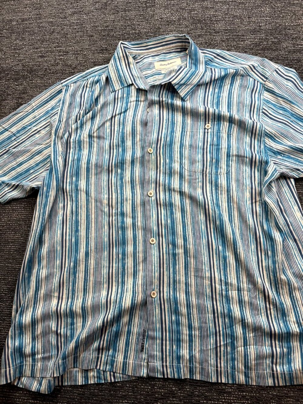 Tommy Bahama Original Fit Mens 3XL Blue Stripe Short Sleeve Button Shirt